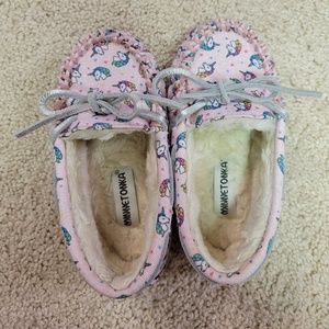 Minnetonka Pink Unicorn Toddler  Moccasins